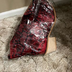 Red and black dress boots